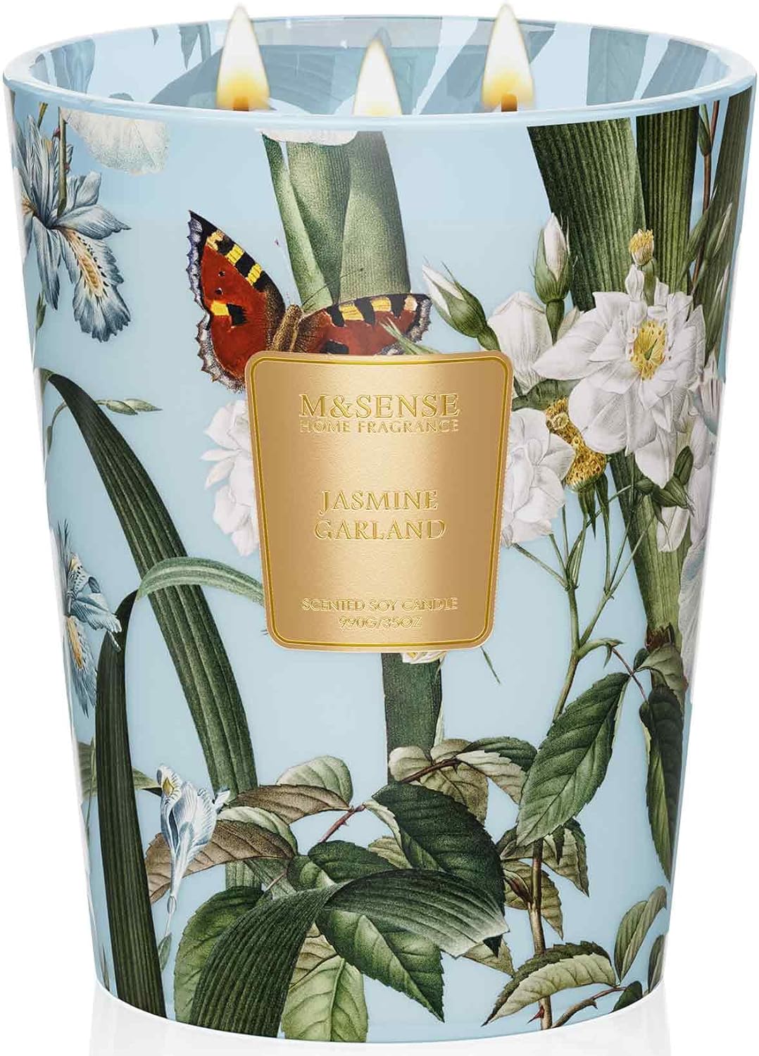 M&SENSE Jasmine Candles Highly Scented 3 Wick 35oz 150 Hours Burn Extra Large Jar Candles for Women, Natural Soy Wax Aromatherapy Candle for Stress Relief, Meditation, Yoga, Spa - Colors A
