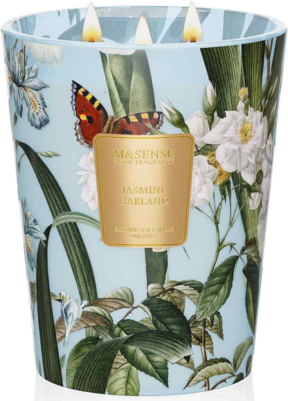 M&SENSE Jasmine Candles Highly Scented 3 Wick 35oz 150 Hours Burn Extra Large Jar Candles for Women, Natural Soy Wax Aromatherapy Candle for Stress Relief, Meditation, Yoga, Spa - Colors A