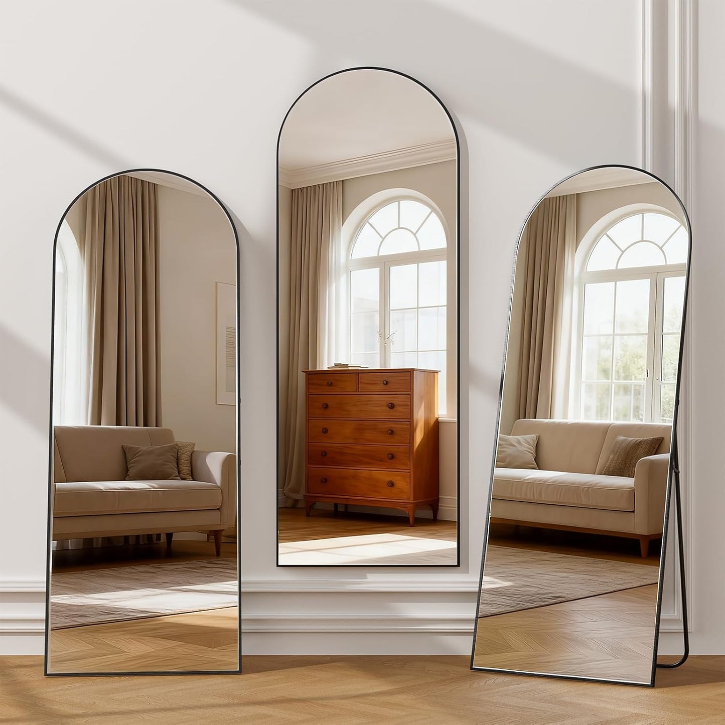 Simple Deluxe Arched Full Length Mirror, 71"x26"Large Floor Mirrors, for Wall Door Bedroom Bathroom Living Room (Gold)