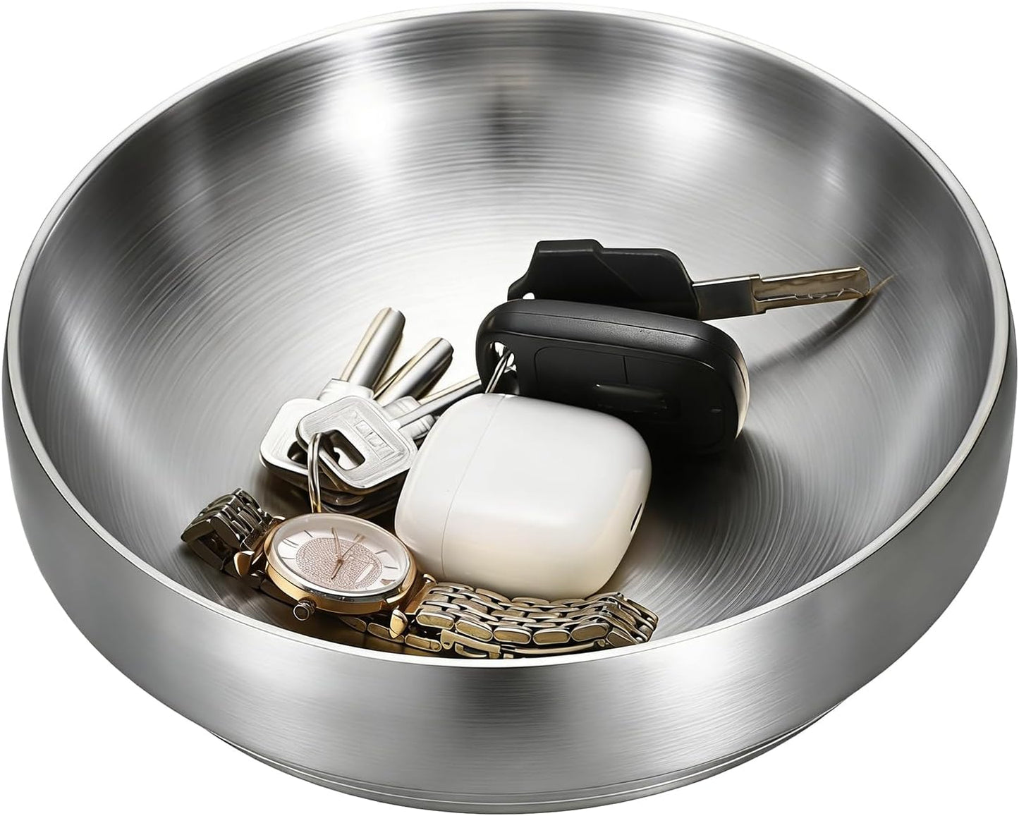 Key Bowl for Entryway Table Decorative Key Dish for Organizing Tabletop Catch All Bowl Gold Fruit Bowls for Kitchen Counter, Coffee Table,7.4 Inches