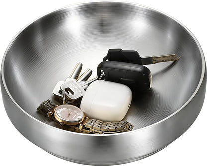 Key Bowl for Entryway Table Decorative Key Dish for Organizing Tabletop Catch All Bowl Gold Fruit Bowls for Kitchen Counter, Coffee Table,7.4 Inches