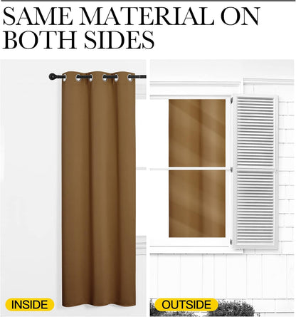 NICETOWN Halloween Pitch Black Solid Thermal Insulated Grommet Blackout Curtains/Drapes for Bedroom Window (2 Panels, 42 inches Wide by 63 inches Long, Black) - Colors A