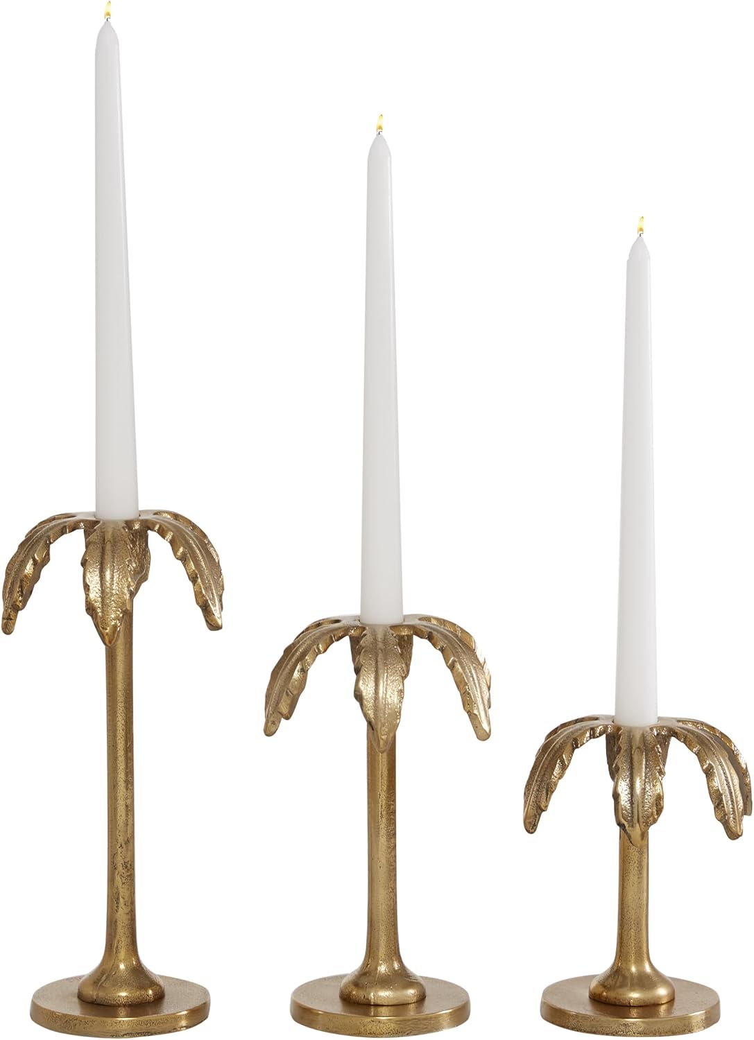 Deco 79 Metal Abstract Decorative Candle Holder Mushroom Inspired Candle Stand, Set of 2 Candlestick Holder 11", 14"H, Gold