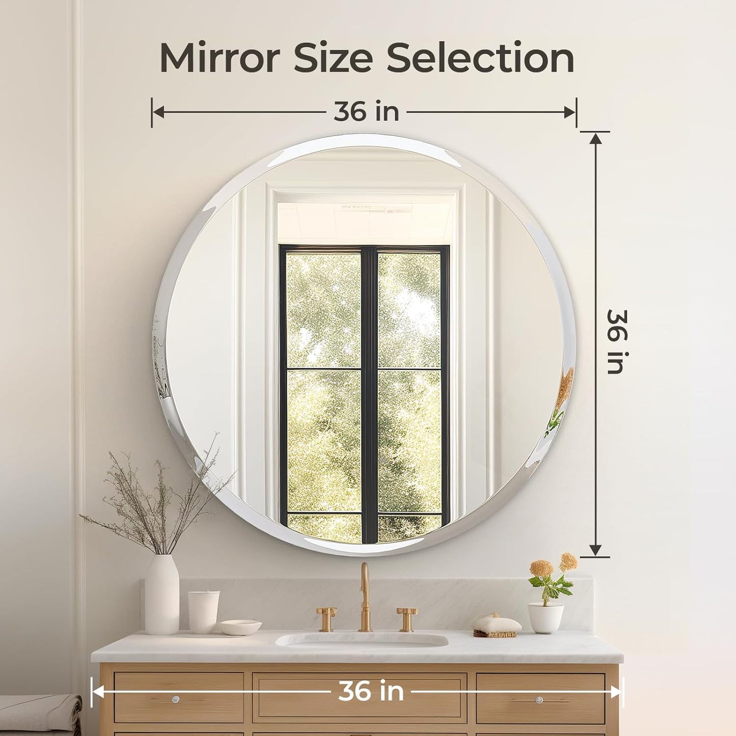 USHOWER Bathroom Mirrors for Over Sink, 36 Inch Circle Mirror with Metal Frame, Black Wall Mirror for Vanity, Entryway, Living Room, Hallway and Bedroom Decor