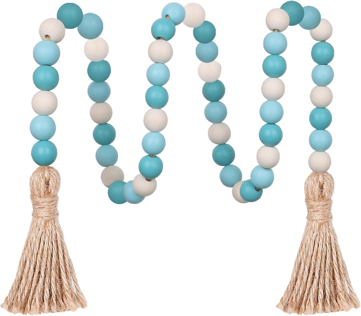 Meplait Wood Bead Garland, 39in Farmhouse Beads with Tassels for Tiered Tray Decor
