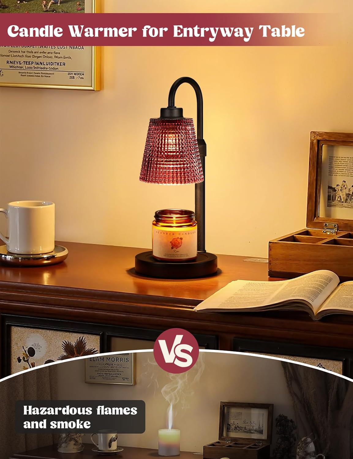 Innqoo Candle Warmer Lamp with Timer, Dimmable Candle Warmer for Jar Candles, Height Adjustable Wax Melts Warmer, Birthday Gifts for Women Mom, House Warming Gifts New Home Decor