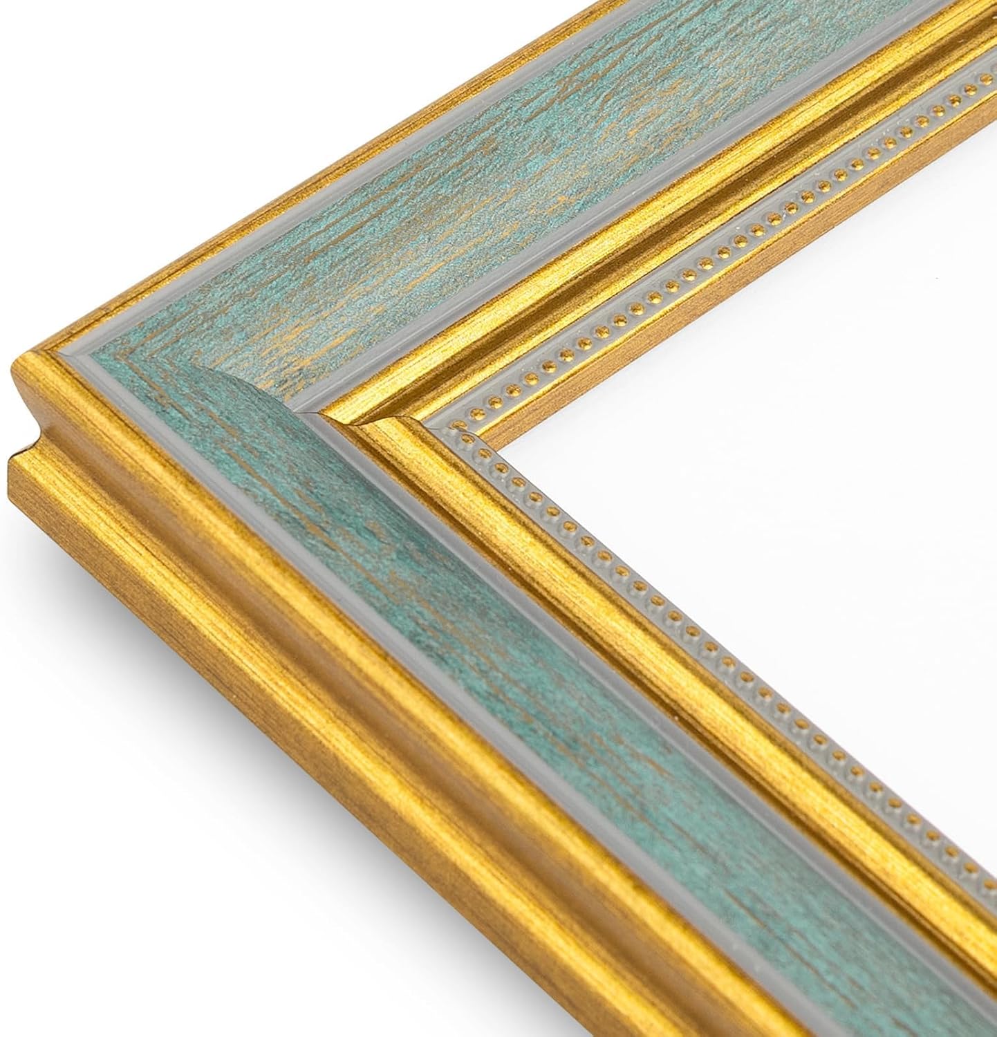 Golden State Art,11x14 Ornate Picture Frame for 8x10 Photo with Mat or 11 x 14 Prints without Mat,Real Glass Wall Display(Color:Green Gold)