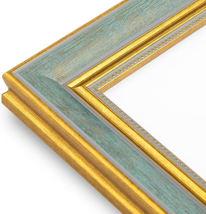 Golden State Art,11x14 Ornate Picture Frame for 8x10 Photo with Mat or 11 x 14 Prints without Mat,Real Glass Wall Display(Color:Green Gold)