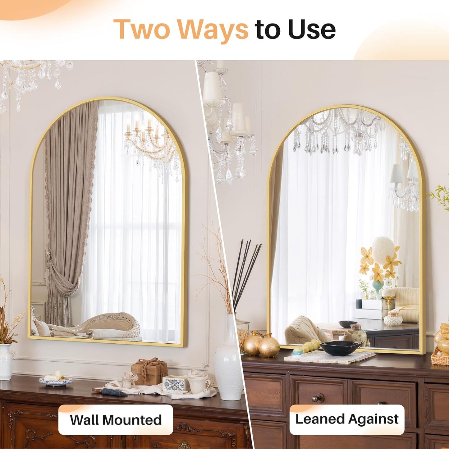 Bathroom Mirror for Wall, 24 Inch Round Mirror, Matte Black Metal Framed Circle Vanity Mirror for Bathroom Bedroom Living Room Entryway, Anti-Rust, Tempered Glass, Hanging or Leaning