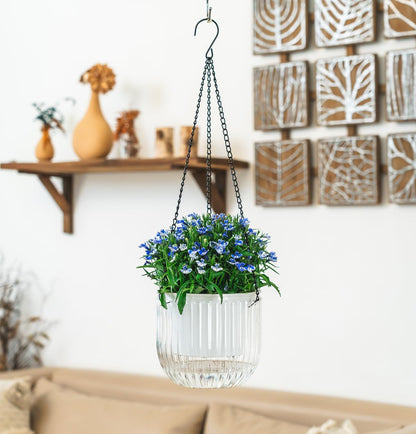 Melphoe 2 Pack Self Watering Hanging Planters Indoor Flower Pots, 6.5 Inch Outdoor Hanging Basket, Plant Hanger with 3Hooks Drainage Holes for Garden Home (Emerald)