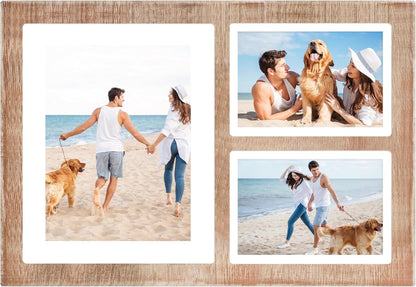 YESKAY 4x6 Picture Frame Collage for Wall Decor, Multiple Photo Collage Frames with Tempered Glass, 7-Opening for 4 x 6 Picture Frames, Rustic Brown, 1 Pack