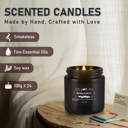 Howemon 24 Pack Scented Candles Set for Home, Relaxing Stress Relief, Aromatherapy - Natural Soy Wax and Fragrance - Gifts for Women, Mom, Best Friend, Wife, Birthday