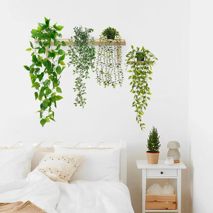 BLEUM CADE Fake Hanging Plants, 2pcs Artificial Pothos Vines Greenery for Wall Home Living Room Office Indoor Outdoor Decor (No Baskets)