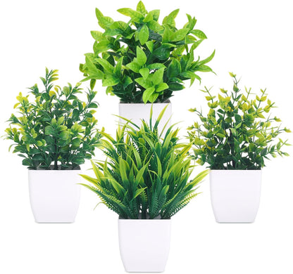 CEWOR Fake Plants 2 Pack Mini Potted Plants Bathroom Accessories Small Artificial Greenery Decorations for Bathroom Office Home Room Kitchen Table Indoor