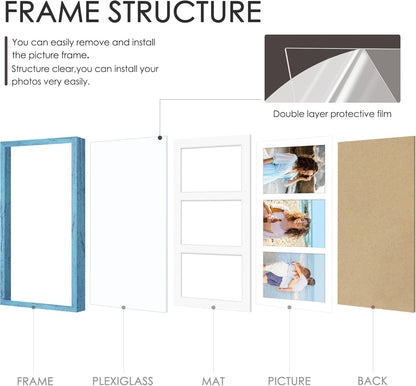 DUENPY 14x26 Collage Picture Frame 4x6 Collage Picture Frame Displays Twelve 4x6 inch Photos Available Horizontal Wall Mounting Display and Vertical Black - Colors B