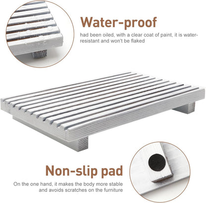 Acacia Wood Riser for Bathroom Sink Tray Kitchen Counter Decor Trays Pedestal Stand Sponge Soap Dish Holder Decorative Wooden Risers for Kitchen Sink Soap Tray Vanity Bathroom Countertop Accessories