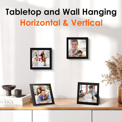 FIXSMITH 8x10 Picture Frame Set of 2, Photo Frame with HD Plexiglass, Display Pictures 5x7 with Mat or 8x10 Without Mat Multi Picture Frames Collage for Tabletop or Wall Display, Black