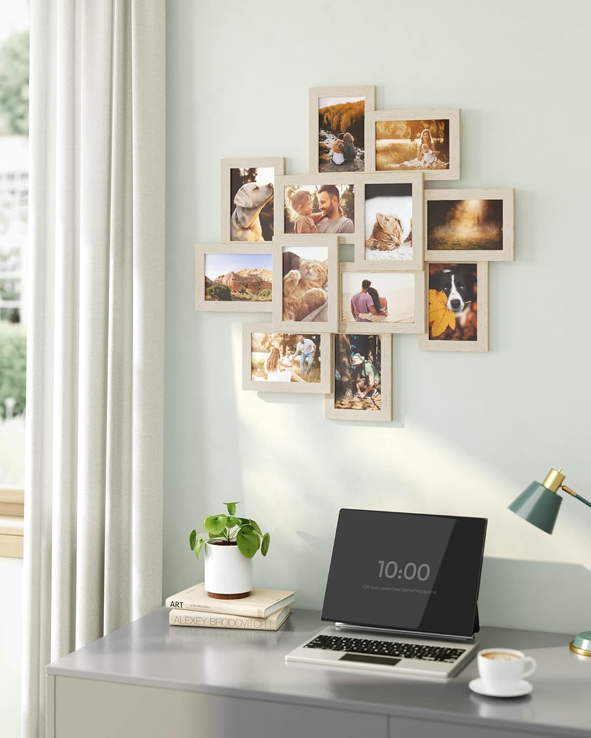SONGMICS 4x6 Picture Frames Collage Wall Decor, 12-Pack Photo Collage Frame, Multi Picture Frame Set with Glass Front, Assembly Required, Rustic Brown URPF022X01