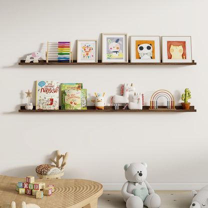Dreamland Picture Ledge Shelf for Wall, Floating Shelves Set of 2, 48 Inch Long Floating Shelves with Lip for Living Room, Bedroom, Bathroom, Kitchen, White