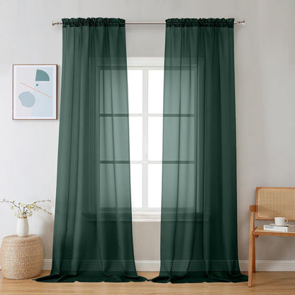 Chyhomenyc Sheer White Valances for Windows 2 Pack, Small Window Curtains for Living Room Bathroom Cafe Laundry Basement, Modern Top Dual Rod Pocket Voile Curtain, 42W x 14L inches, White - Colors B