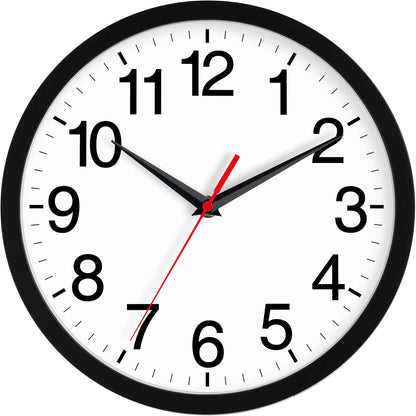 Rohioue Wall Clock Modern 8 Inch Battery Operated Silent Non Ticking Small Analog Clock for Living Room Office Home Bedroom Kitchen Bathroom(Black)