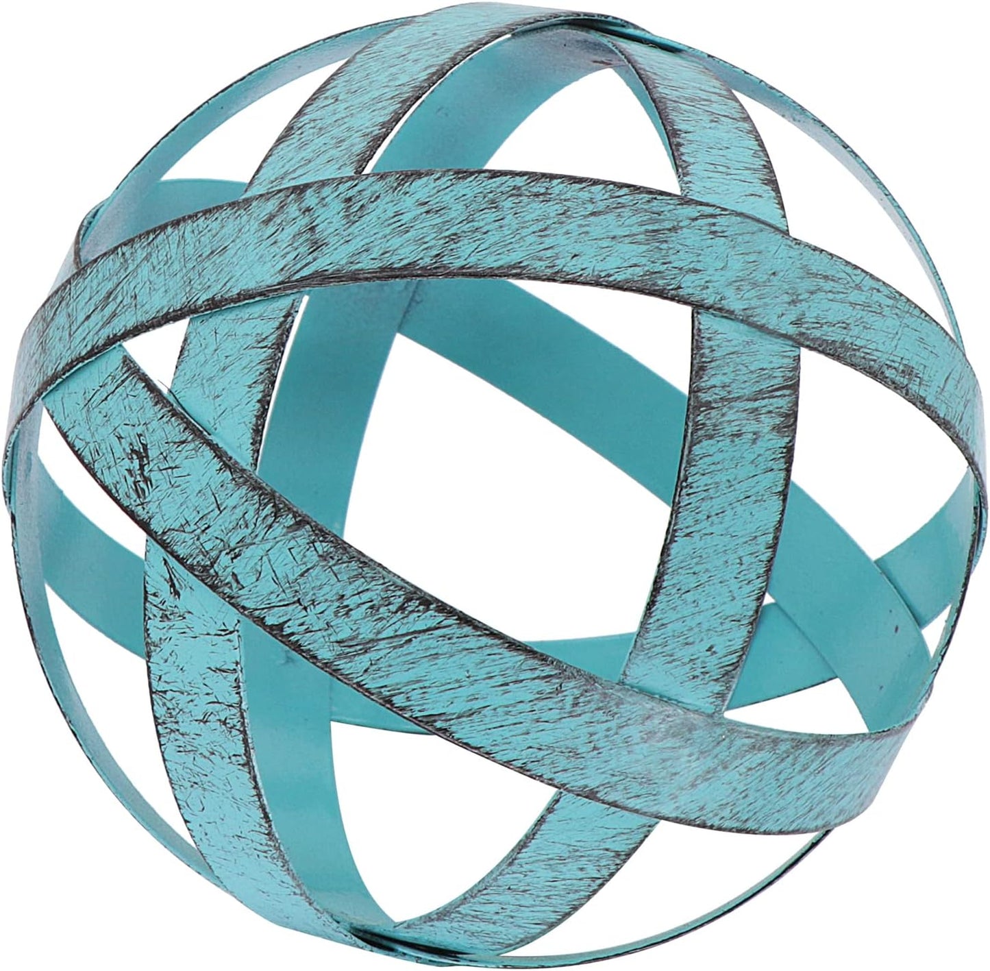 Kesywale 3.3 Inch Decorative Spheres Set of 3, Metal Band Decorative Balls Orbs Metal Spheres Home Decor Accents Dining Table Centerpieces for Living Room Bedroom Kitchen Office Coffee Table (Blue)