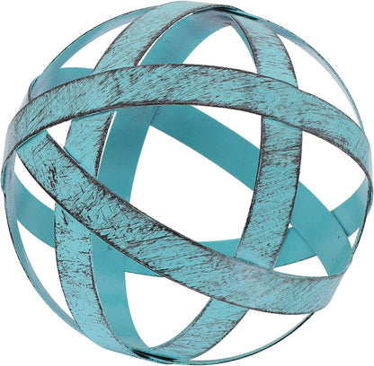 Kesywale 3.3 Inch Decorative Spheres Set of 3, Metal Band Decorative Balls Orbs Metal Spheres Home Decor Accents Dining Table Centerpieces for Living Room Bedroom Kitchen Office Coffee Table (Blue)