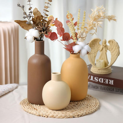 Modern Ceramic Vase Set of 5, Vases Home Decor Rustic Farmhouse Decorative Vase Pottery Vases for Bouquet Pampas Grass Dried Fresh Flowers, Table Living Room Kitchen Bedroom