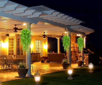RECUTMS Artificial Hanging Plants Fake Hanging Plant Faux Eucalyptus Leaf Greenery Vine Outdoor UV Resistant Plastic Plants Home Garden Wedding Party Indoor Outdoor Decorations(White)