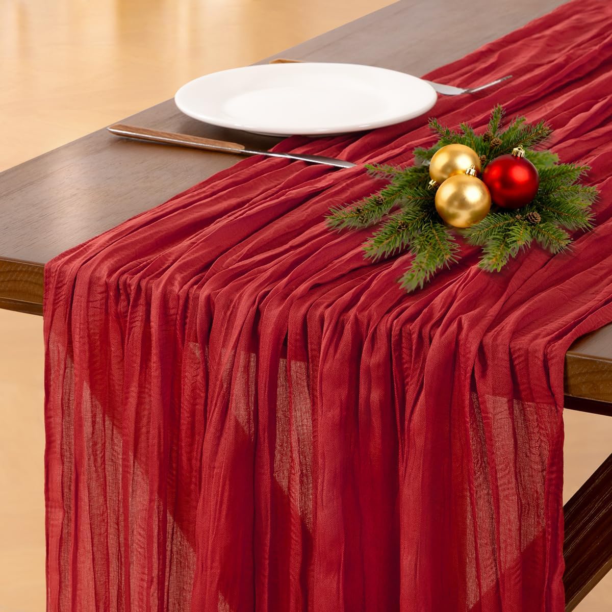 Socomi 3pcs Sage Green Cheesecloth Table Runner Summer Boho Rustic Gauze 120 inch 10FT Cheese Cloth Sheer Runner for Wedding Party Baby Shower Home Decor Holiday Decorations