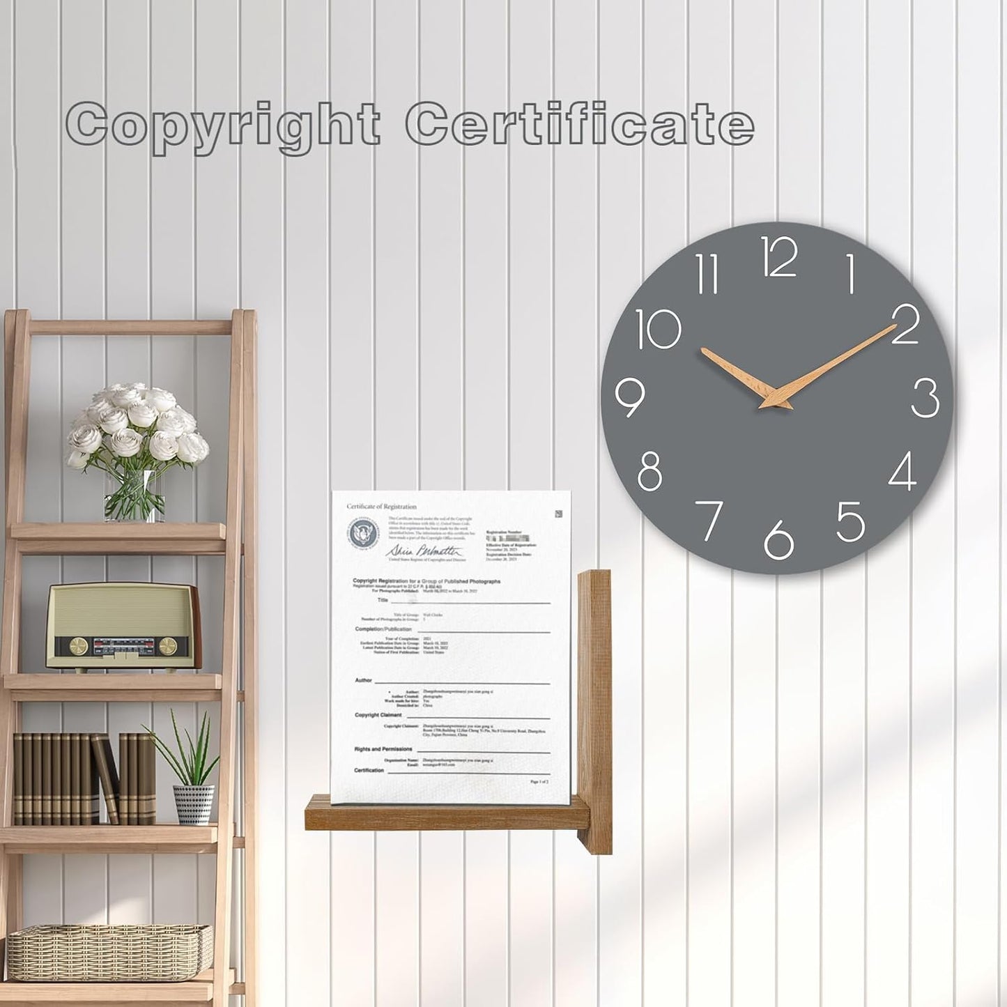 cicininc Wall Clock, Gray Silent Non-Ticking, Decorative Battery Operated Wall Clocks for Bedroom, Kitchen, Home, Office, School, Hotel (8 Inch)