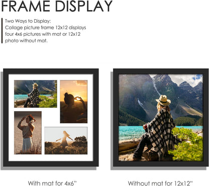 DUENPY 14x26 Collage Picture Frame 4x6 Collage Picture Frame Displays Twelve 4x6 inch Photos Available Horizontal Wall Mounting Display and Vertical Black - Colors B