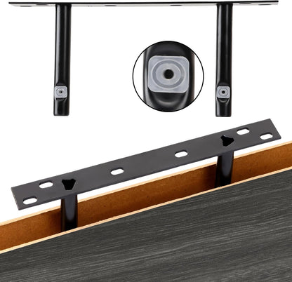 Fixwal Black Floating Shelves for Wall, Rustic Wood Shelves for Bathroom, Living Room, Bedroom and Kitchen, Wall Shelves for Storage, Books, Room Decor (Set of 4, 15.8 Inch)