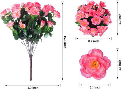 Ivydale Artificial Fake Flowers Plants for Outdoor Outside Spring Decor, Faux Silk Yellow Camellia UV Resistant Look Real for Planter Pot Porch Patio Balcony Garden Yard, 3 Large Bundles