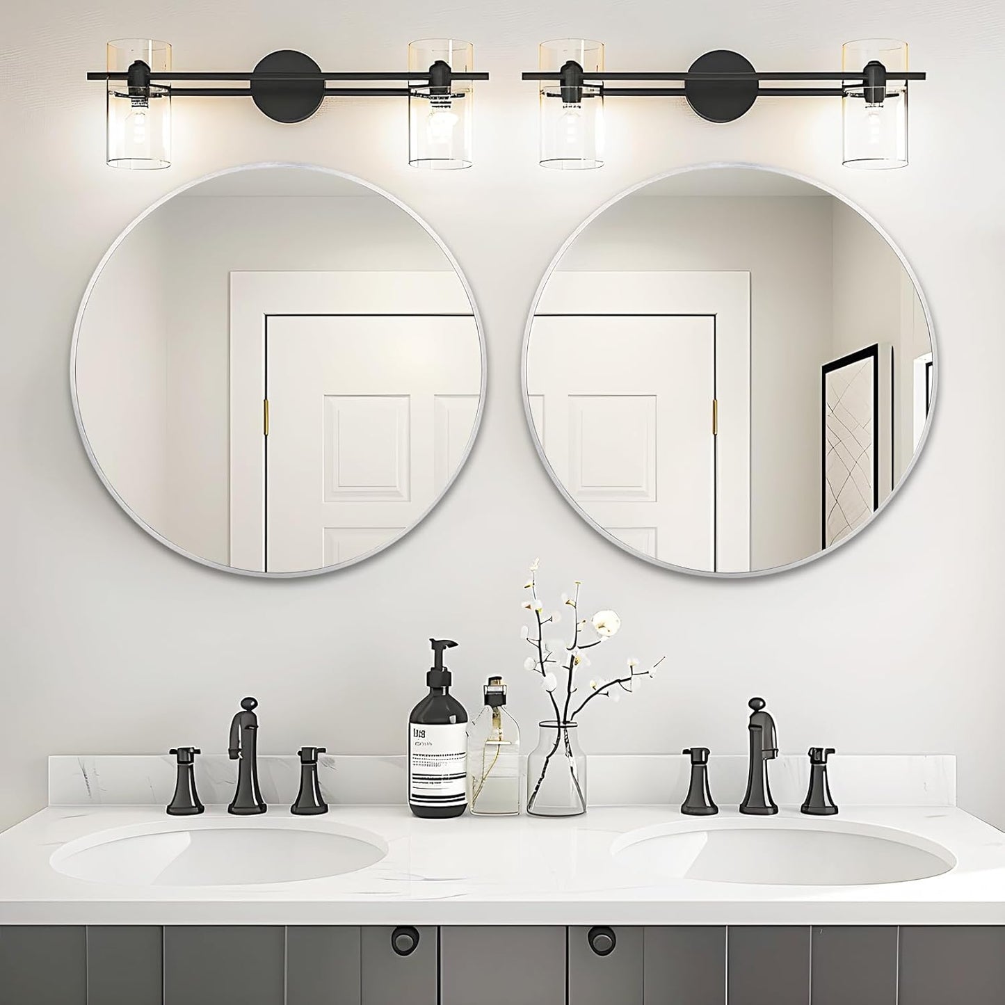 Fabuday Black Circle Mirror for Wall 20 inch - Round Mirrors for Bathroom, Entryway, Living Room, Hallway, Bedroom Decor, Small Matte Framed