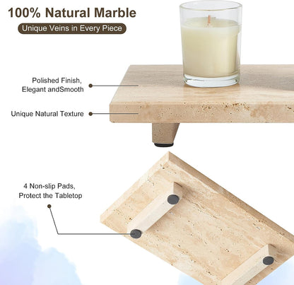 Natural Marble Tray Pedestal Stand – Soap & Jewelry Riser for Bathroom Counter, Kitchen Sink, Vanity Organizer, Decorative Stone Catchall for Perfume, Candles