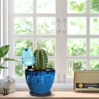 Ceramic Plant Pots with Saucer, 6 inch Glaze Planters for Indoor Plants with Drainage Holes, Decorative Small Flower Pots Outdoor, Modern Succulent Pots for Home Room Decor