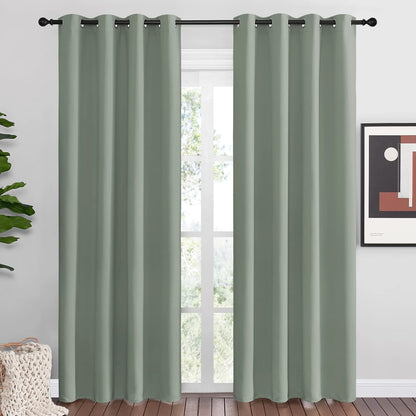 NICETOWN Halloween Pitch Black Solid Thermal Insulated Grommet Blackout Curtains/Drapes for Bedroom Window (2 Panels, 42 inches Wide by 63 inches Long, Black) - Colors B
