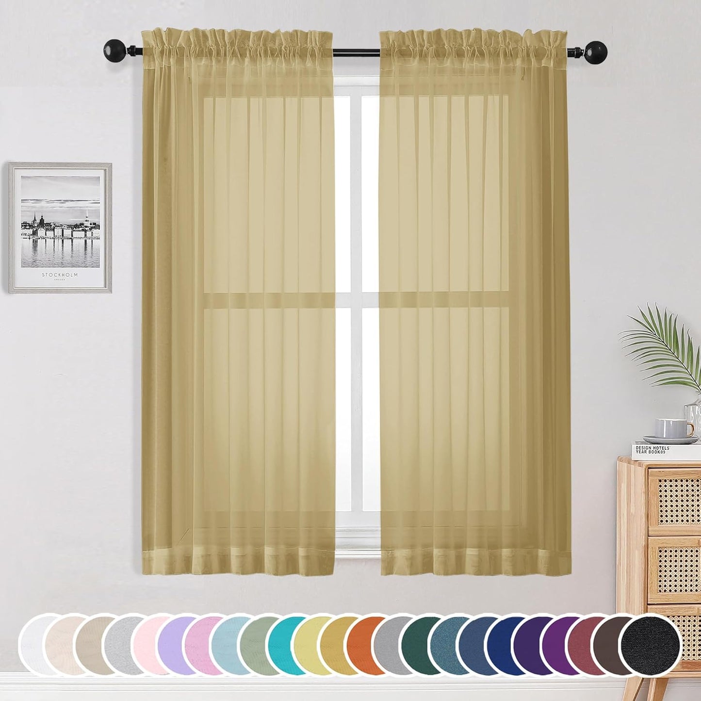 OWENIE Sheer Curtains 84 inches Long 2 Panels Set for Living Room/Bedroom, Rod Pocket Voile Sheer Panel Drapes, White, 2pcs, Each 42" W x 84" L - Colors B