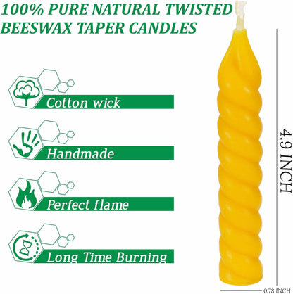 5 Inch Spirat Tapared Candles 10 Pack,0.78" Diameter Ivory Naturel Bee Candles Candlestick,7 Hours Long Lasting Smokeless and Unscented for Home Decoration