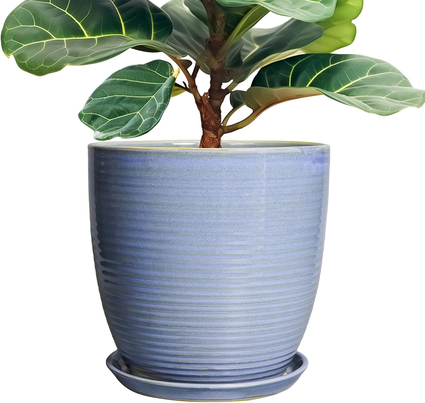 Ceramic Pots for Plants - 6 Inch Plant Pot with Drainage Hole and Saucer, Round Planters for Indoor Outdoor, Flower Pots, Modern Planter, Home Office Room Decor, Gifts for Plant Lovers, White