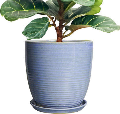 Ceramic Pots for Plants - 6 Inch Plant Pot with Drainage Hole and Saucer, Round Planters for Indoor Outdoor, Flower Pots, Modern Planter, Home Office Room Decor, Gifts for Plant Lovers, White