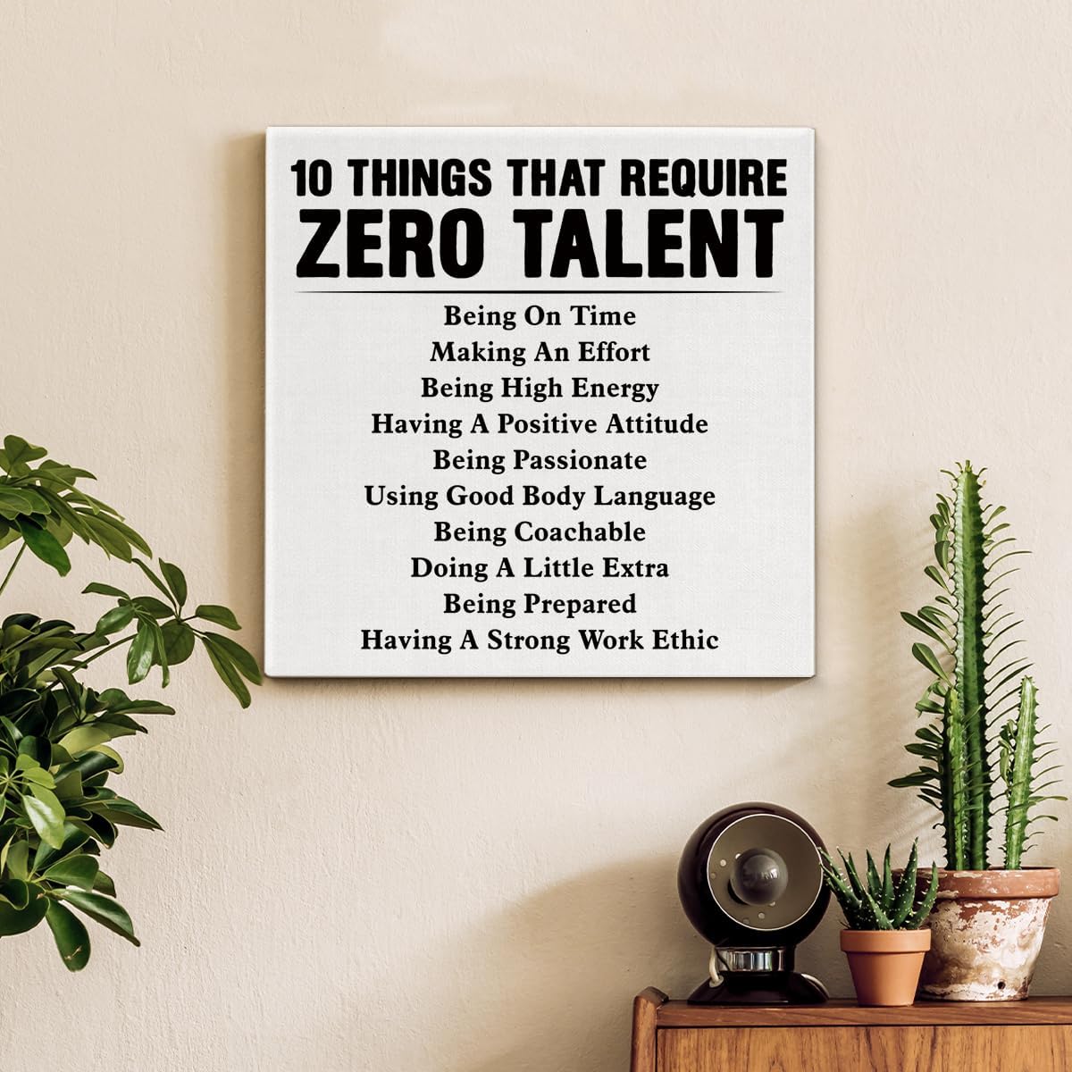 Inspirational Farmhouse Canvas Print Wall Art Decor One Small Positive Thought in the Morning Can Change Your Whole Day Sign Painting Plaque Rustic Home Decoration (8 X 8 Inches, Framed)