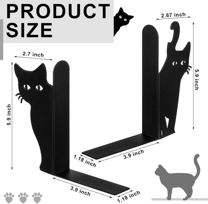 Geelin Peeping Cat Metal Bookends Set of 2 Cute Book Ends for Shelves Decorative Bookshelf Home Office Desk Bookshelf Decor Gift for Cat Lovers and Reading Enthusiasts