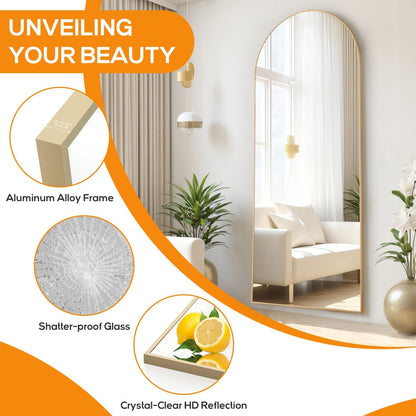 Mirror Full Length, Upgraded 16"x59" Body Wall Mirrors with Shatter-Proof Glass, Floor Standing, Hanging or Leaning, Tall Mirror with Stand Aluminum Alloy Frame for Bedroom Cloakroom