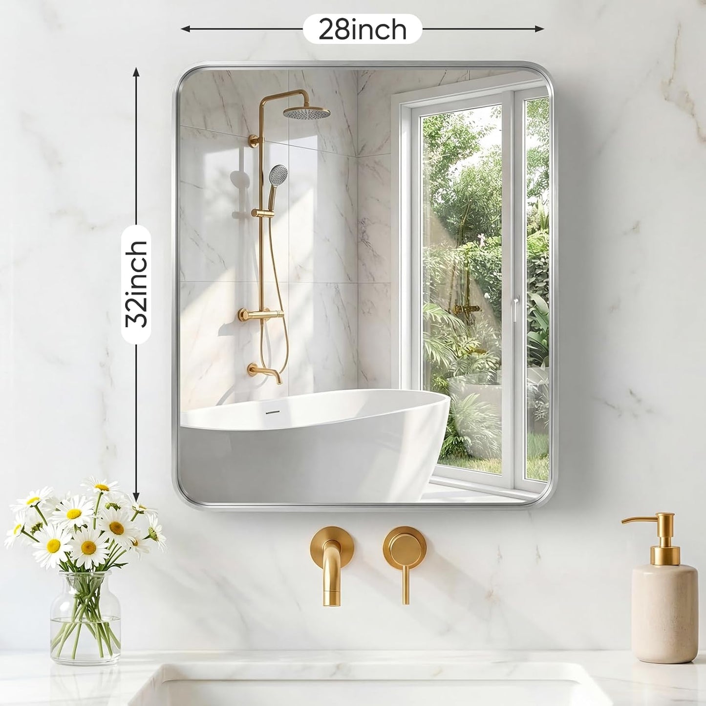 NEWBULIG Gold Round Wall Mirror 36 Inch, Bathroom Mirrors for Over Sink, Wall Decor for Bathroom, Entryway, Bedroom, Vanity