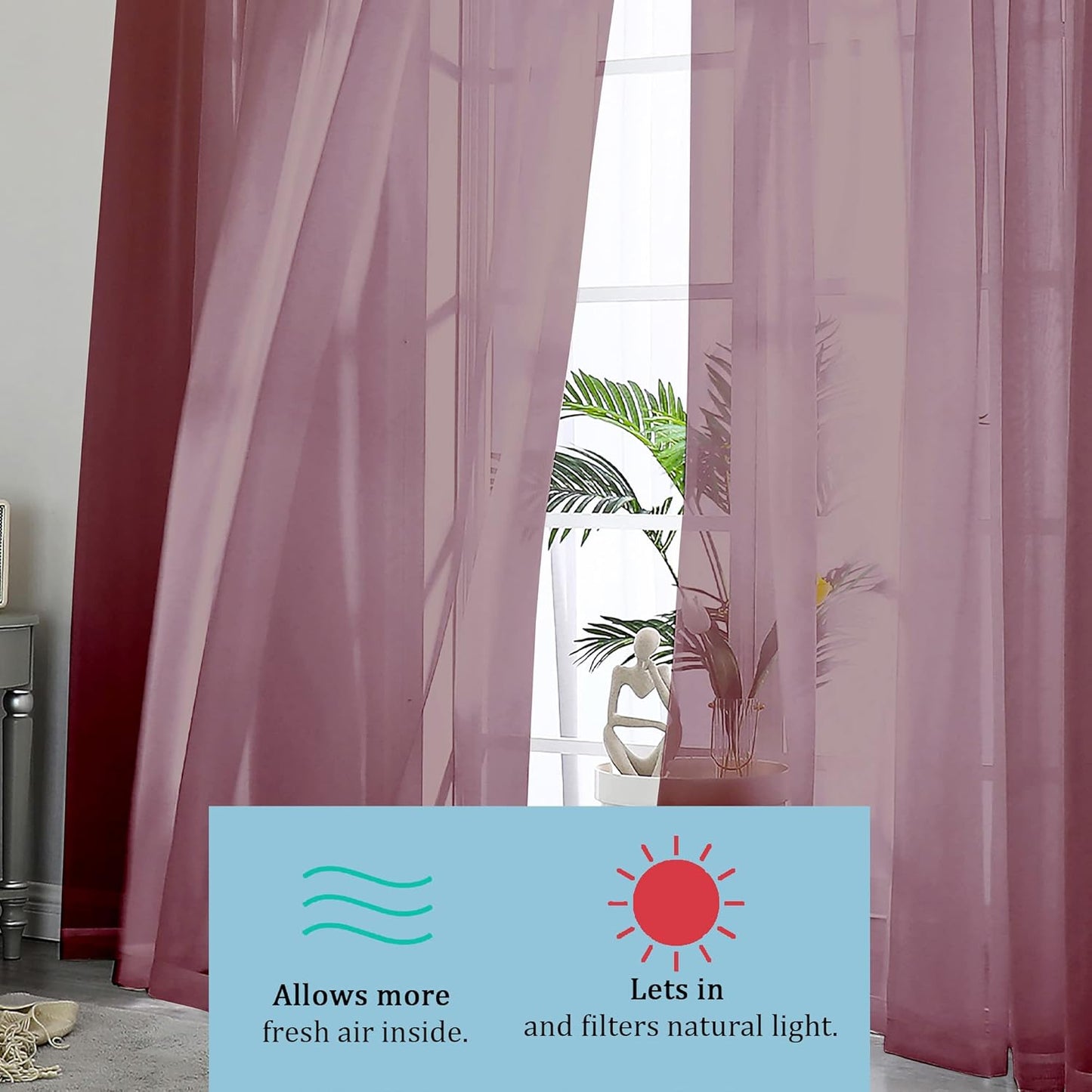 OWENIE Sheer Curtains 84 inches Long 2 Panels Set for Living Room/Bedroom, Rod Pocket Voile Sheer Panel Drapes, White, 2pcs, Each 42" W x 84" L - Colors B