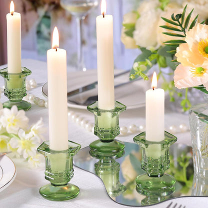 Lanttu Candlestick Holders Bulk, 12 Pcs Glass Candle Holders Set Clear, Crystal Taper Candle Holder for Wedding, Table Centerpiece, Home Decoration