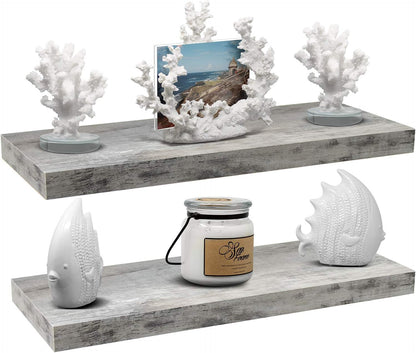 Sorbus Floating Shelves for Wall - 24" Bathroom Shelves, Wall Decor for Bedroom, Kitchen, Living Room, Home Decor & Book Storage - Mounted Floating Shelf with Invisible Brackets (White, 2 Pack)