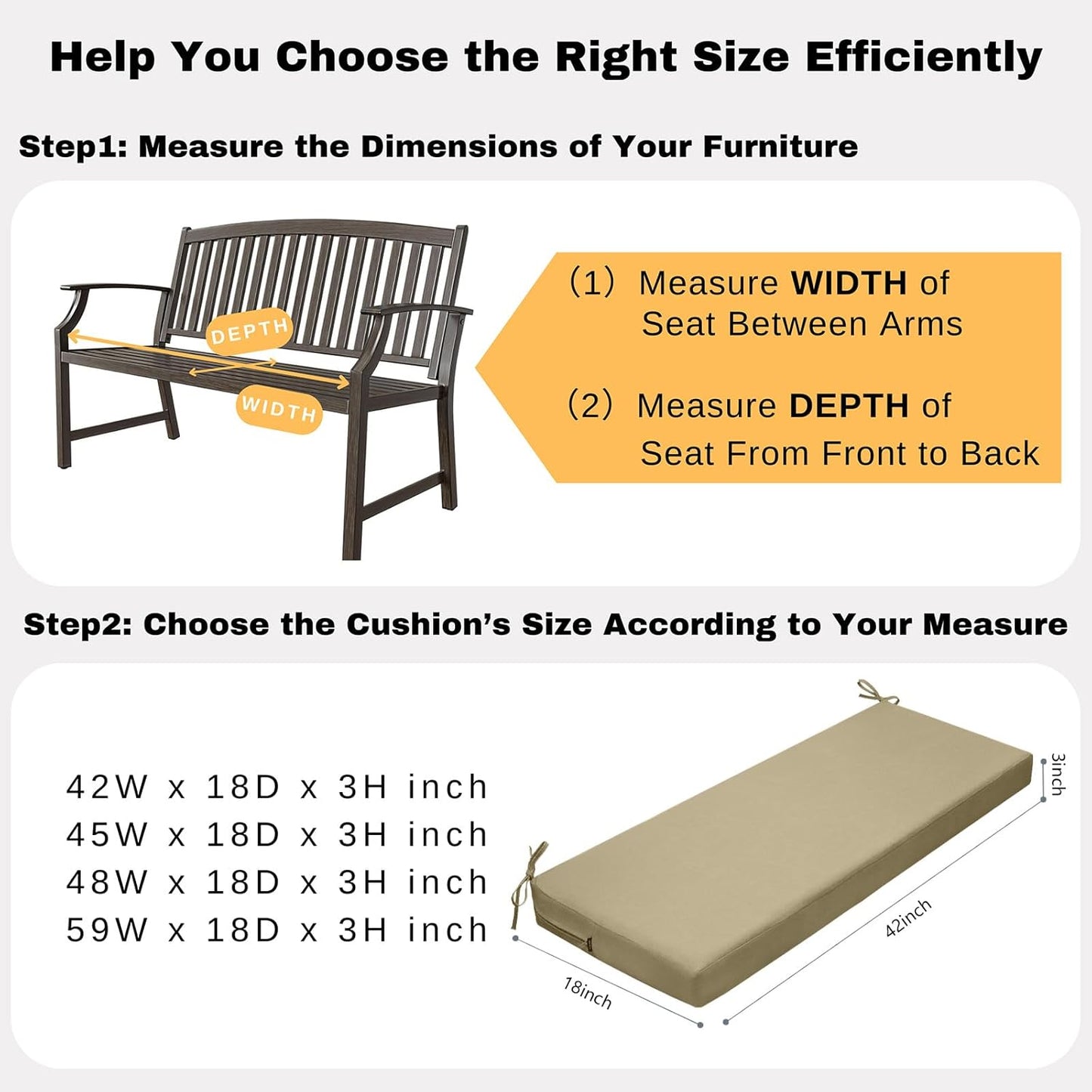 idee-home Outdoor Bench Cushion Waterproof, Bench Cushions for Outdoor Furniture, Patio Porch Swing Replacement Seat Pad with Ties for Garden Backyard, 48 x 18 Inch Red